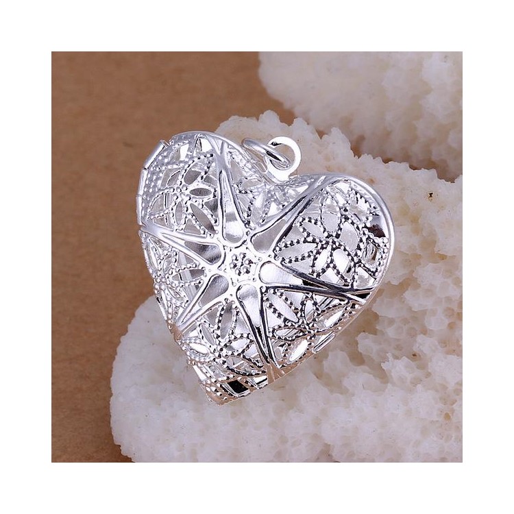 P185 Fashion Silver Plated Love Heart Shaped Photo Locket Frame Pendant-8