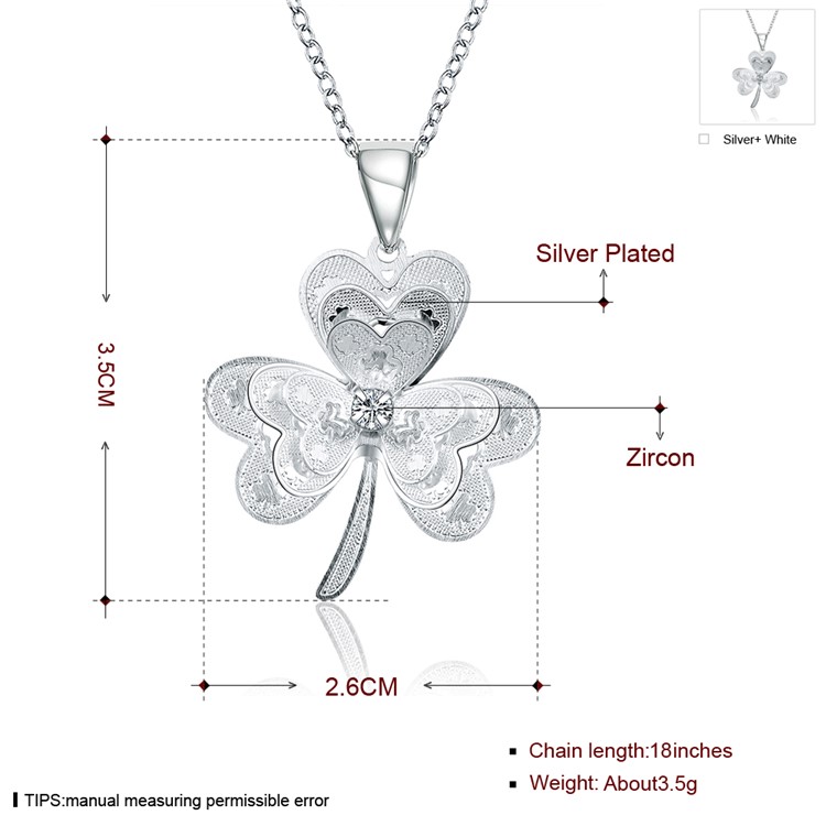 Hot Selling Trefoil Pendant Silver Plated Women Necklace Chain-2