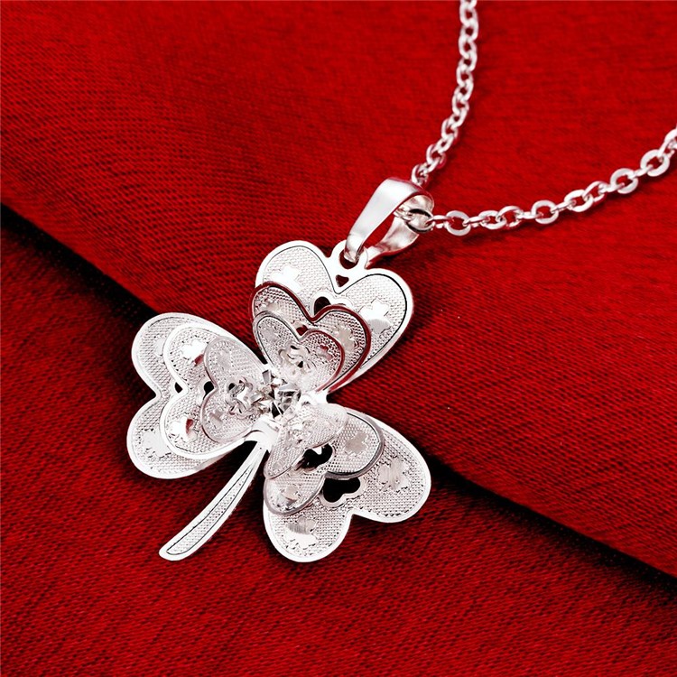 Hot Selling Trefoil Pendant Silver Plated Women Necklace Chain-4