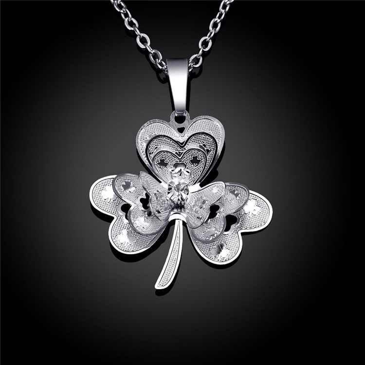 Hot Selling Trefoil Pendant Silver Plated Women Necklace Chain-6