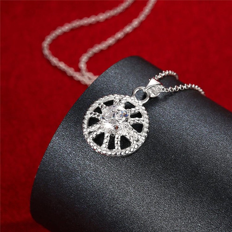 Fashion Hollow Lemon Slice Zirconia Pendant Female Necklace Chain-3
