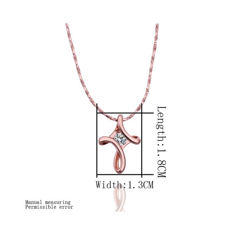 Cubic Zircon Cross Pendant Necklace Jewelry for Women - Rose Gold Plated-4