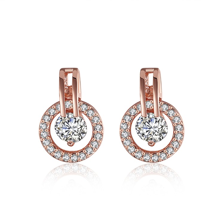 E943 Rose Gold Plated Zircon Women Luxury Earrings-1