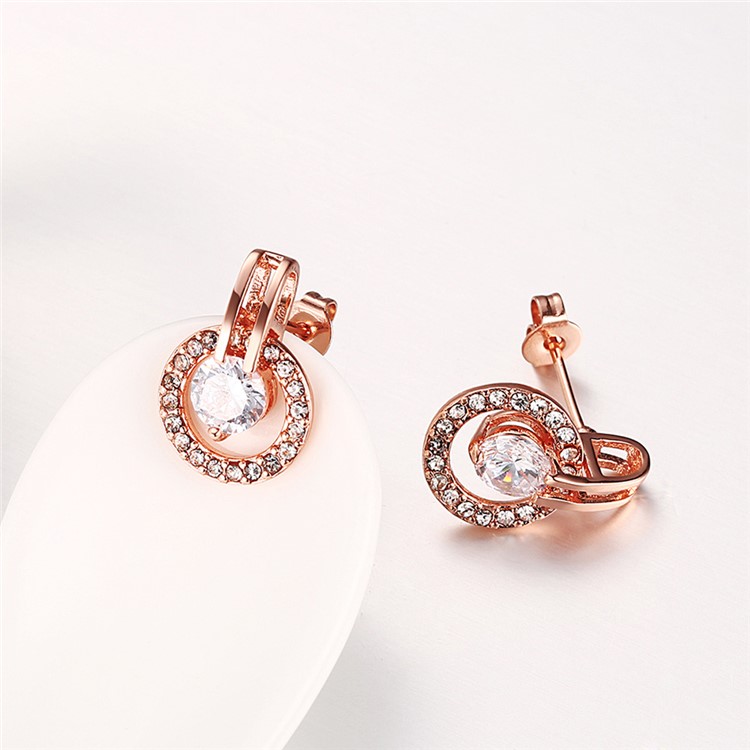 E943 Rose Gold Plated Zircon Women Luxury Earrings-4