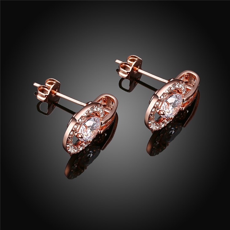 E943 Rose Gold Plated Zircon Women Luxury Earrings-5