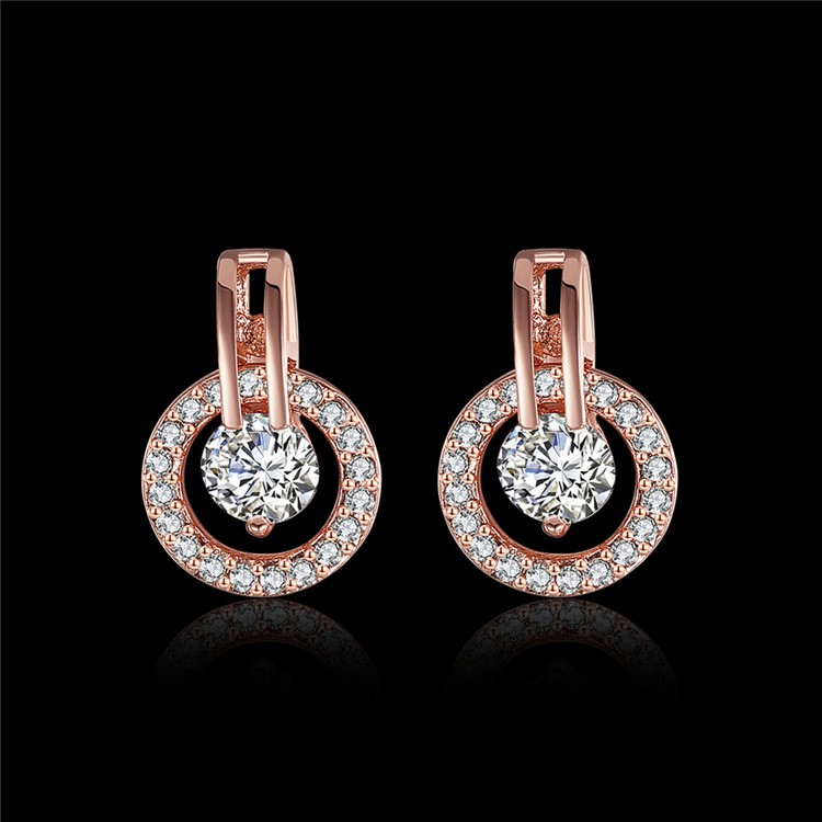 E943 Rose Gold Plated Zircon Women Luxury Earrings-7