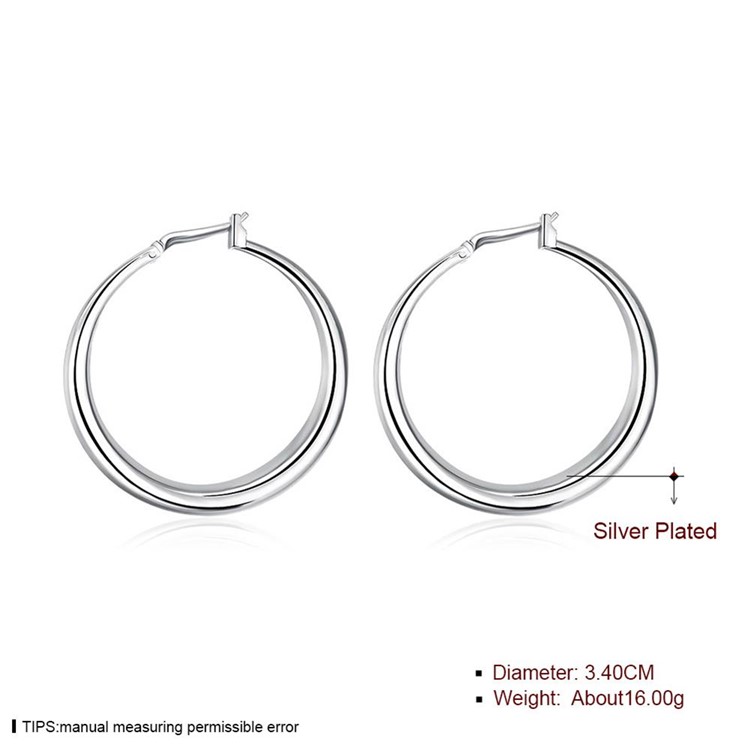 Fashion Silver Plated 3.4mm Round Hoop Earrings-6