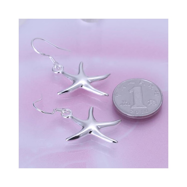 1 Pair Five-pointed Starfish Earrings Silver Plated for Women Girls - Silver-5
