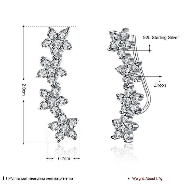 925 Sterling Silver Cubic Zirconia Flower Hook Earrings-7