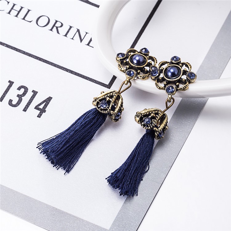 Retro Style Tassel Dangle Alloy Earrings-10