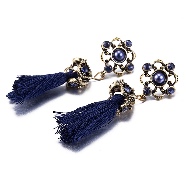 Retro Style Tassel Dangle Alloy Earrings-2