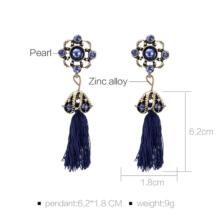 Retro Style Tassel Dangle Alloy Earrings-4