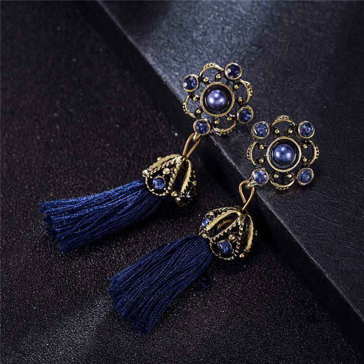 Retro Style Tassel Dangle Alloy Earrings-5