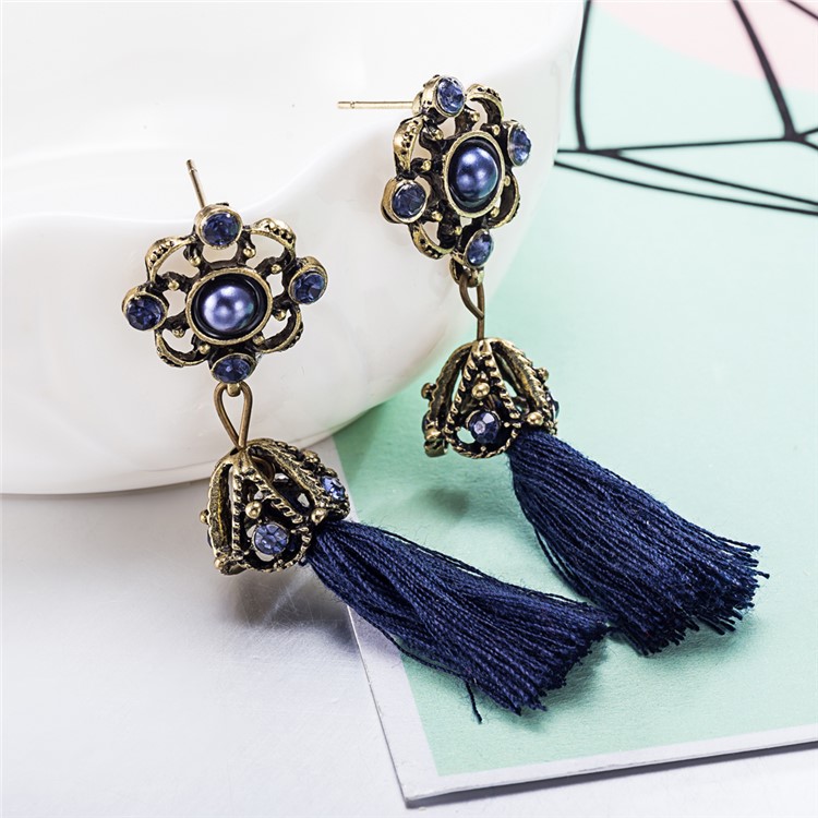 Retro Style Tassel Dangle Alloy Earrings-7