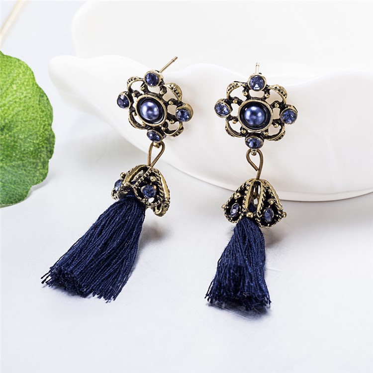 Retro Style Tassel Dangle Alloy Earrings-8