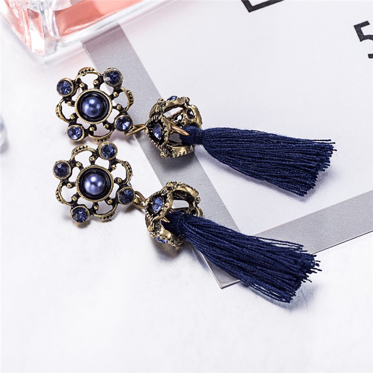 Retro Style Tassel Dangle Alloy Earrings-9