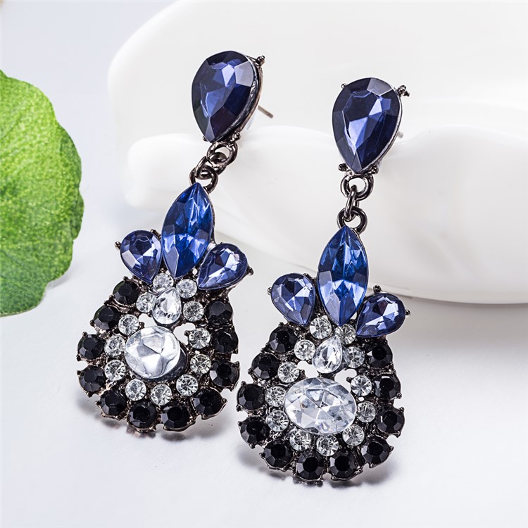 Rhinestones Alloy Dangle Drop Earrings Vintage Style for Women-10