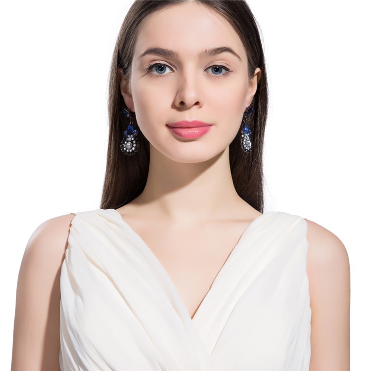 Rhinestones Alloy Dangle Drop Earrings Vintage Style for Women-11