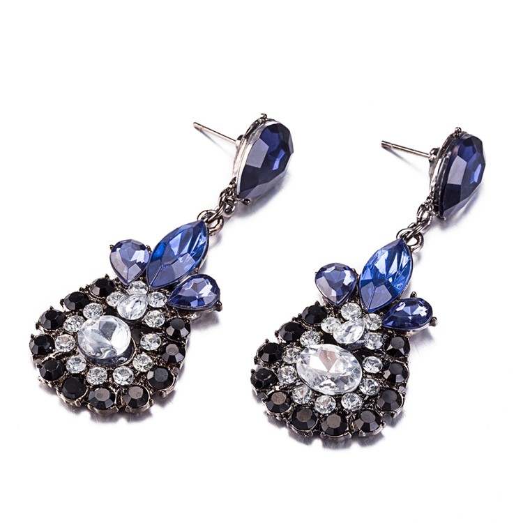 Rhinestones Alloy Dangle Drop Earrings Vintage Style for Women-3