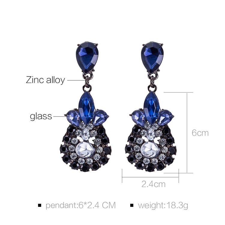 Rhinestones Alloy Dangle Drop Earrings Vintage Style for Women-4