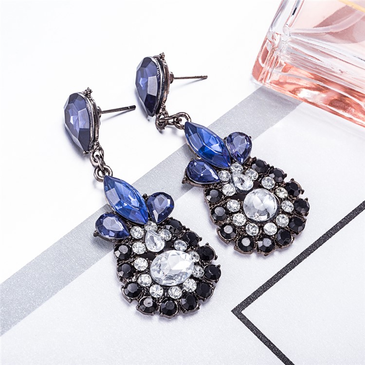 Rhinestones Alloy Dangle Drop Earrings Vintage Style for Women-8