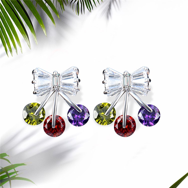 Crystal Plated Zircon Earrings Drop Earrings for Women - Silver-1