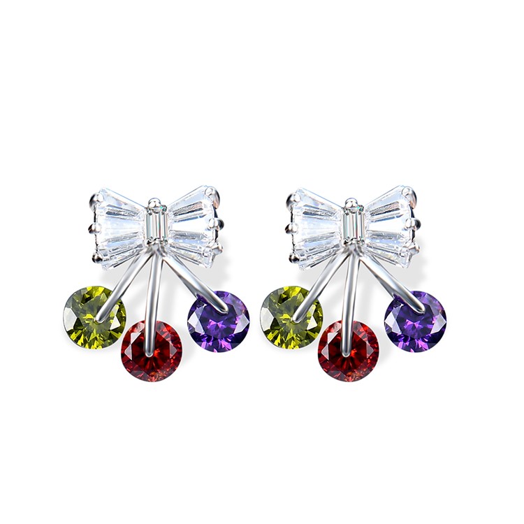 Crystal Plated Zircon Earrings Drop Earrings for Women - Silver-2