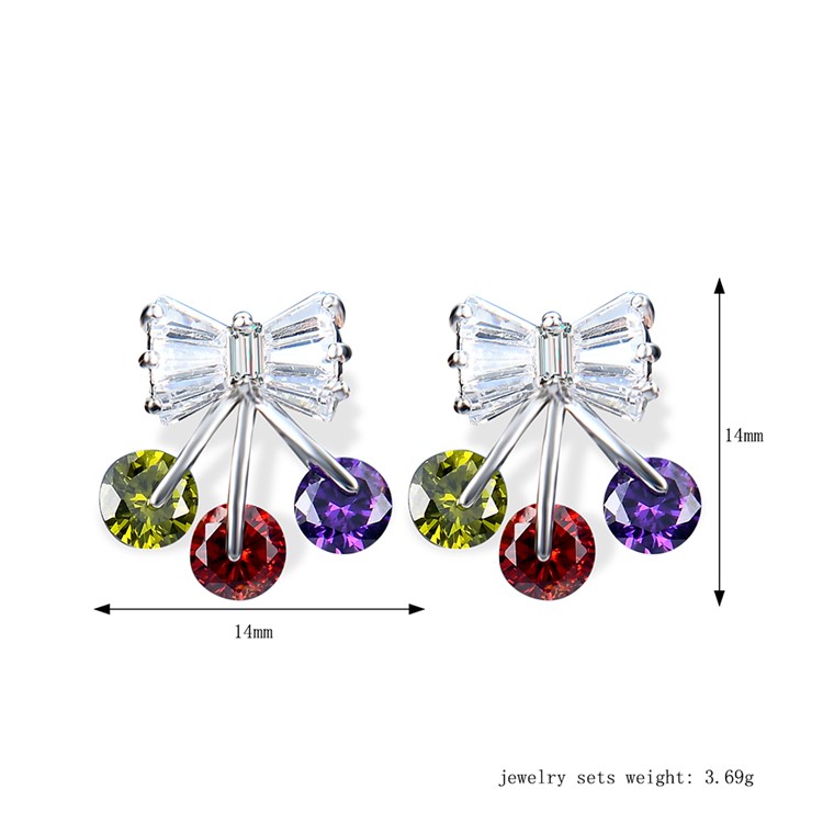 Crystal Plated Zircon Earrings Drop Earrings for Women - Silver-3
