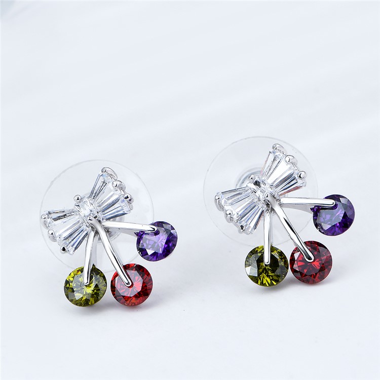 Crystal Plated Zircon Earrings Drop Earrings for Women - Silver-4