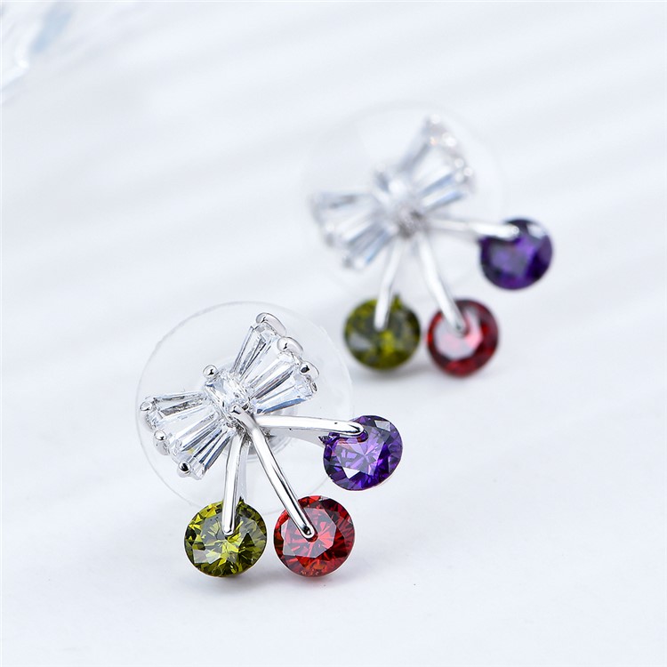 Crystal Plated Zircon Earrings Drop Earrings for Women - Silver-5