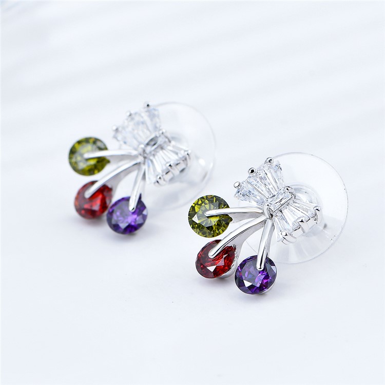 Crystal Plated Zircon Earrings Drop Earrings for Women - Silver-6