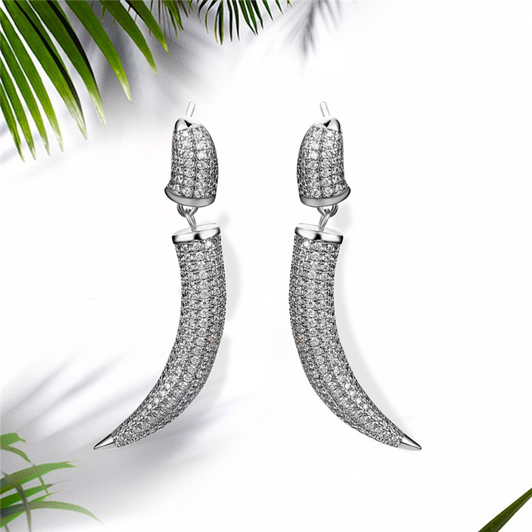 Pepper Shape Plated Zircon Earrings Drop Earrings for Women - Silver-1