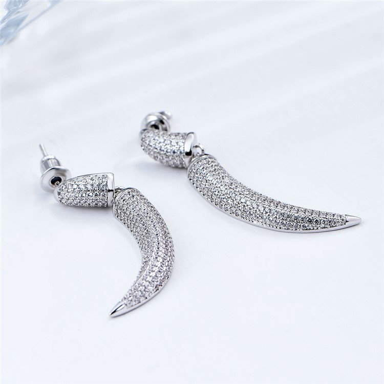 Pepper Shape Plated Zircon Earrings Drop Earrings for Women - Silver-4