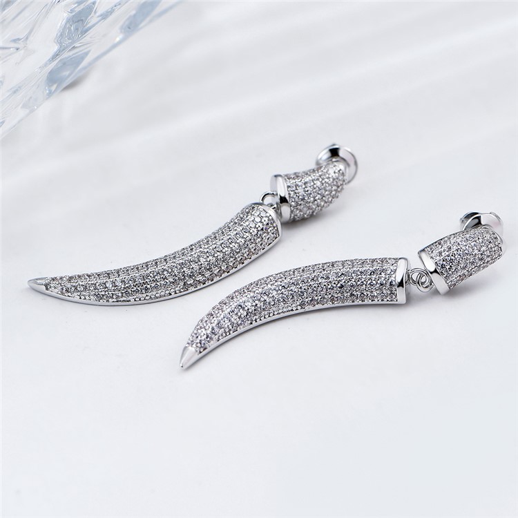 Pepper Shape Plated Zircon Earrings Drop Earrings for Women - Silver-5