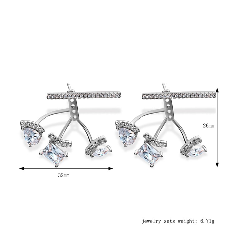 Women's Plated Zircon Rhinestone Earrings Fashion Earrings - Silver-3