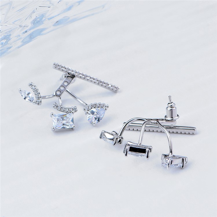 Women's Plated Zircon Rhinestone Earrings Fashion Earrings - Silver-6