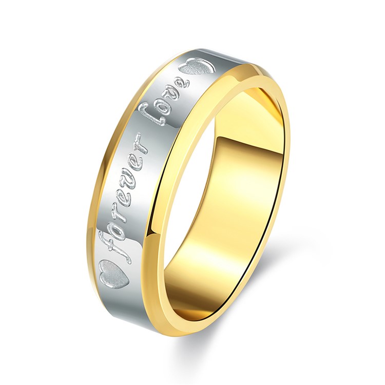 Forever Love Two-color Men Classical Steel Ring - Size: 7-1