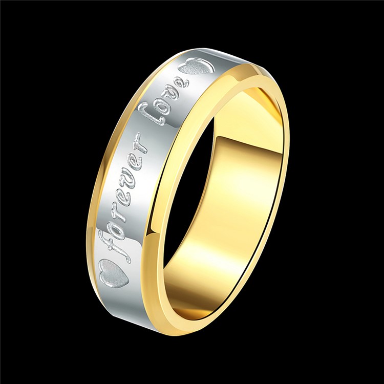 Forever Love Two-color Men Classical Steel Ring - Size: 7-2