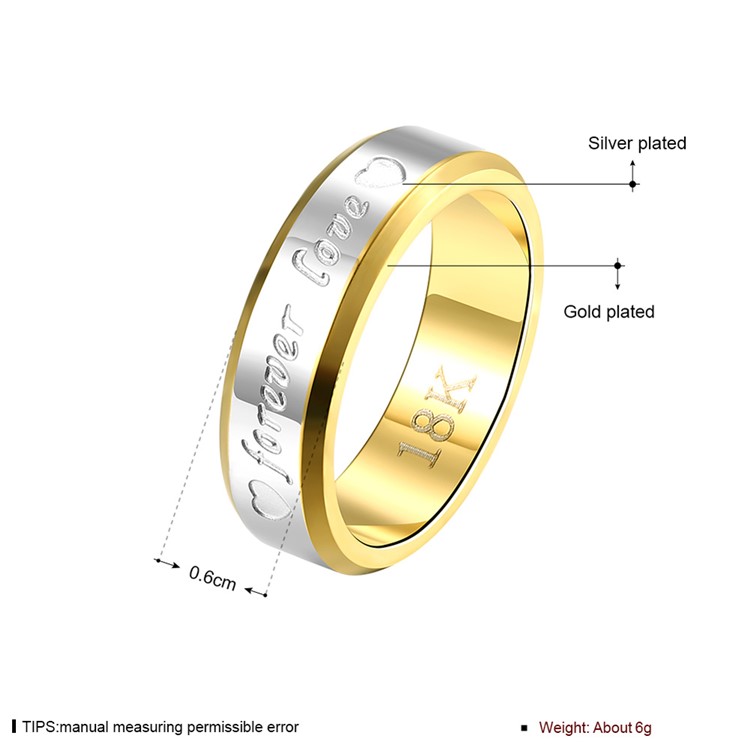 Forever Love Two-color Men Classical Steel Ring - Size: 7-3
