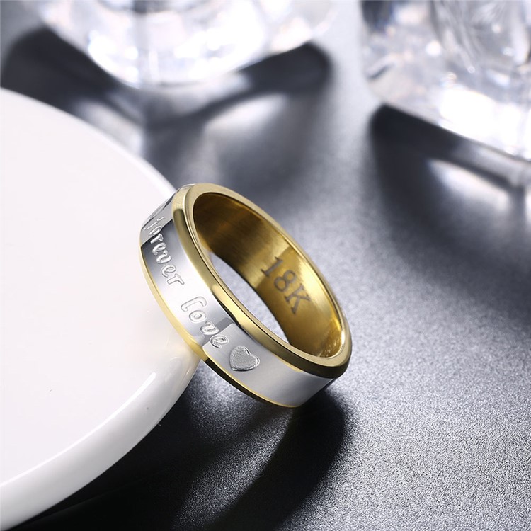 Forever Love Two-color Men Classical Steel Ring - Size: 7-5