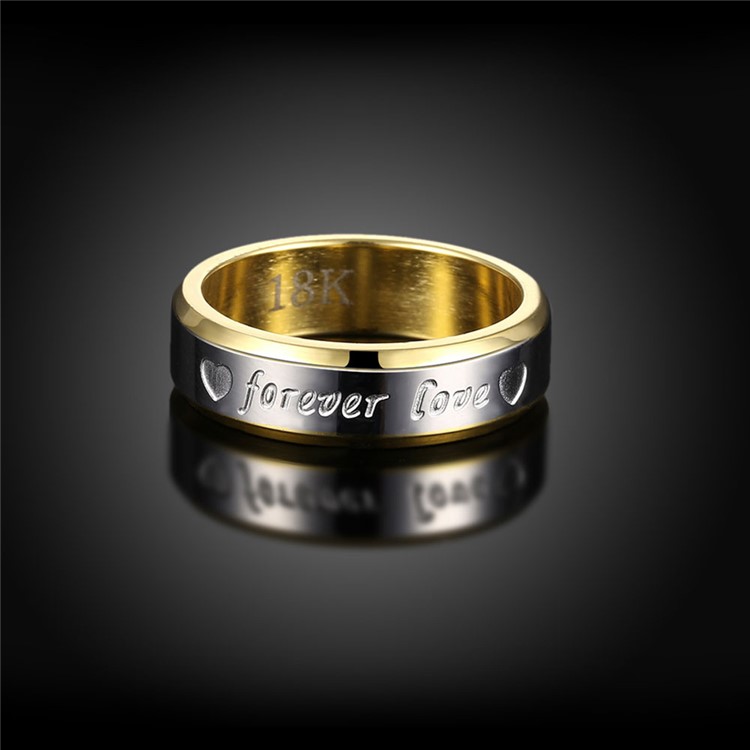 Forever Love Two-color Men Classical Steel Ring - Size: 7-6