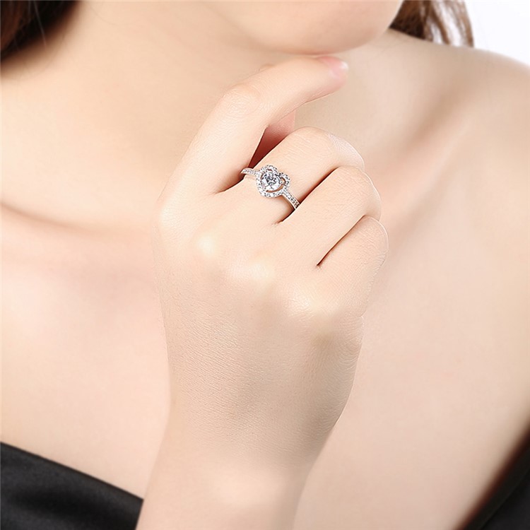 PR807-C-8 Shiny Women Platinum Plated Zirconia Wedding Ring - Size 7-2