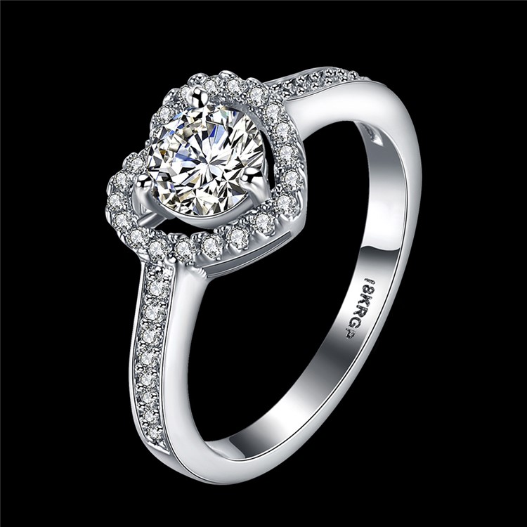 PR807-C-8 Shiny Women Platinum Plated Zirconia Wedding Ring - Size 7-6