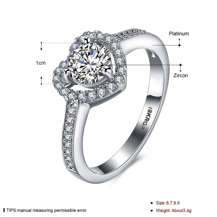 PR807-C-8 Shiny Women Platinum Plated Zirconia Wedding Ring - Size 7-7
