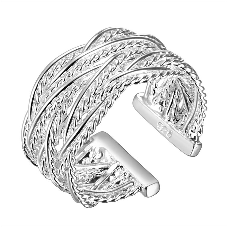 Woven Pattern Classical Adjustable Copper Ring-1