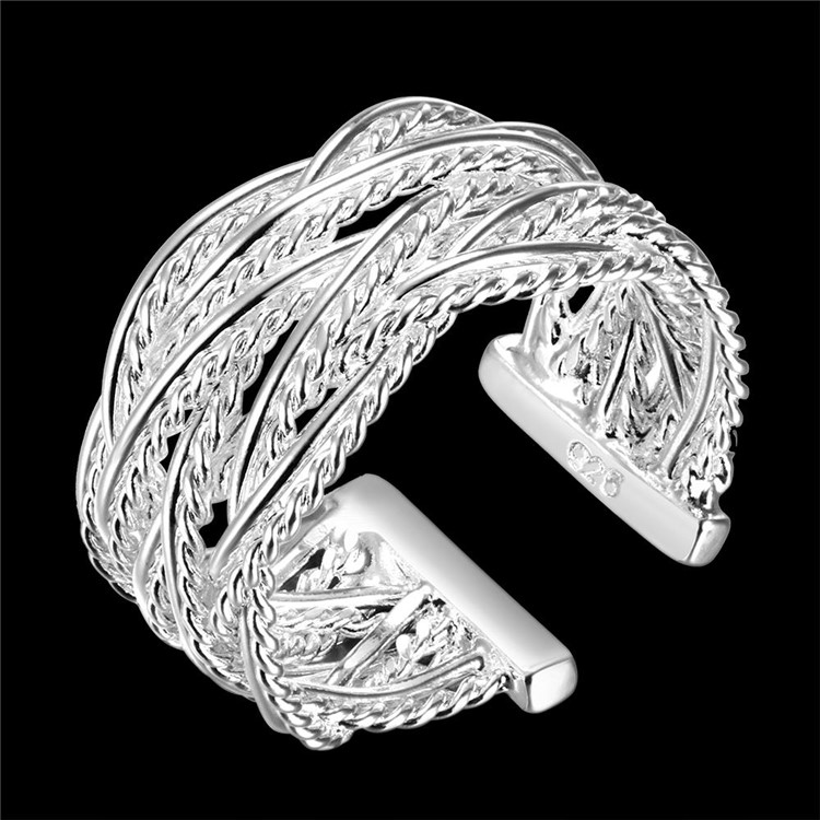 Woven Pattern Classical Adjustable Copper Ring-3