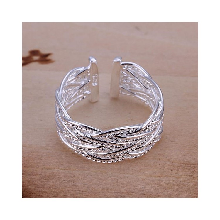 Woven Pattern Classical Adjustable Copper Ring-4