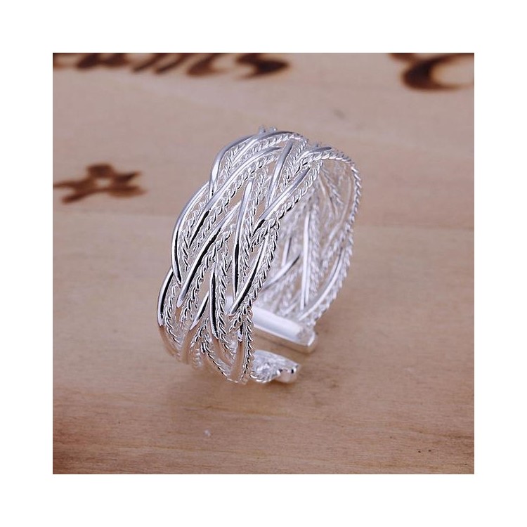 Woven Pattern Classical Adjustable Copper Ring-6
