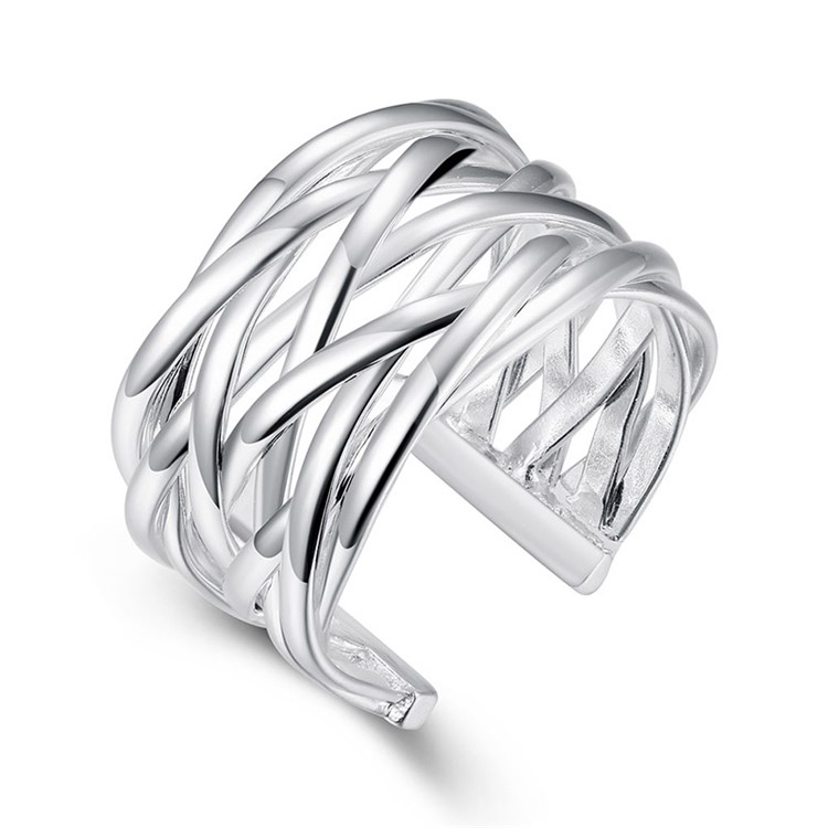 Woven Pattern Geometry Design Classical Adjustable Copper Ring-1