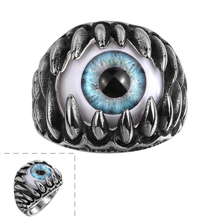 Exaggerated Eyeball Titanium Steel Cool Ring - Size: 9-1